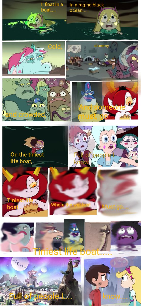 RaspberryBeryl's tweet photo. SVTFOE Lifeboat
Weird thing I made because I miss star and the ending was kinda sad.
The lyrics are from Lifeboat from Hethers.
#SVTFOEFinale
#thanosed #svtfoe #GoodbyeSVTFOE #GoodbyeHeckapoo #GoodbyeDoopDoop #GoodbyeStar https://t.co/RwROCGljT8