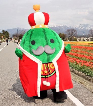 The mascot of Nyuzen town, Japan, is Jumball The Third, king of the watermelons.