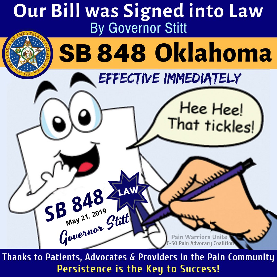 Impact2HEAL's tweet photo. Thank you @GovStitt!

What could be the 1st PRO PATIENT prescribing legislation was signed into law a few hours ago! 

With its emergency clause, it is officially current Okla law as of today!

Okla is not only a Top10 state, today it stands alone at the TOP! https://t.co/LXhUYhNSr6