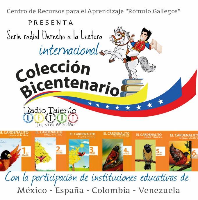 crauetdt's tweet photo. #EsNoticia LLegan los nuevos 7 #Radioclips de la #SerieRadial #DerechoALaLectura 🎤promoviendo📻La #ColecciónBicentenario📚con la participación de niñas y niños de 🇲🇽🇨🇴🇪🇸🇻🇪🎧disfrútala y ejerce tu Derecho a la Lectura @MPPEDUCACION @GrimanLaidely @lubrio ➡️https://t.co/MMp506v7lz https://t.co/1TmMOOtXAR