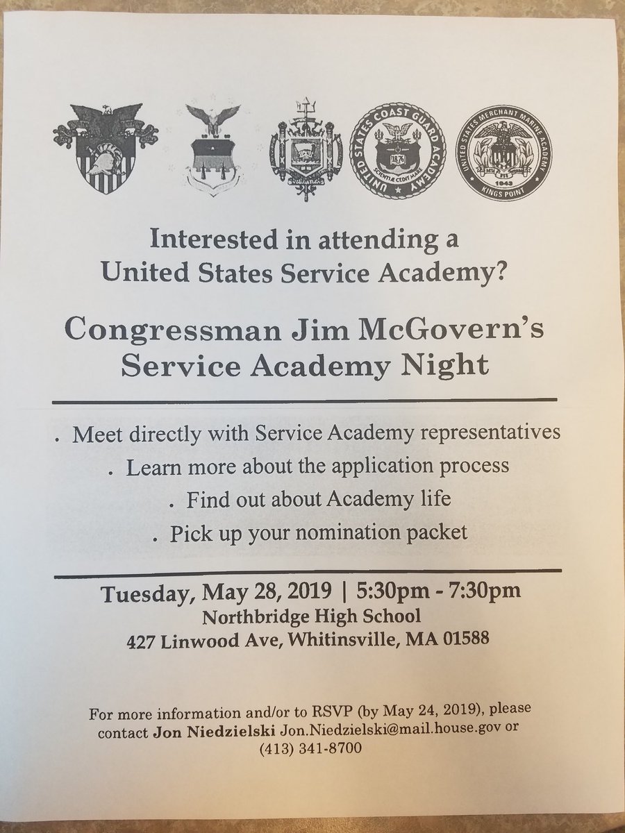 Interested in attending a US Service Academy? The process starts early and requires nominations. Find out more info at Congressman McGovern's event