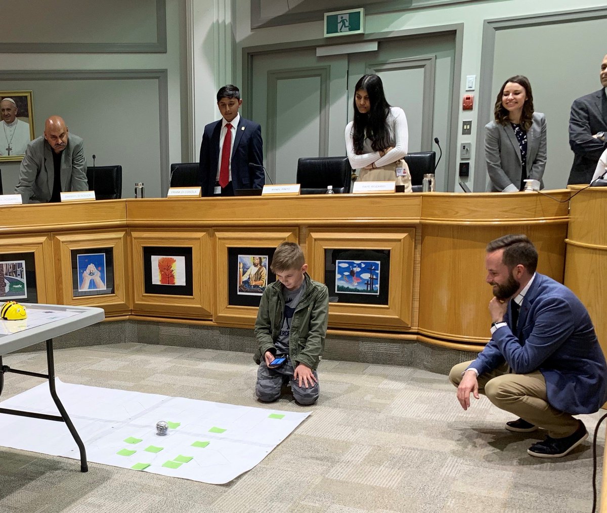 DPCDSBSchools's tweet photo. Tonight, a few of DPCDSB's youngest learners from St. Jacinta Marto C.E.S. demonstrated their technology skills by presenting their DP Innovators' Summit coding projects at DPCDSB's Faith & Program Committee meeting. #MyCatholicEducation #DPCDSB @StJacintaDPCDSB https://t.co/gdieMMCovW