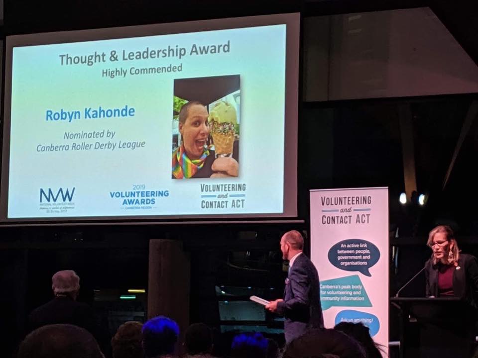 As an wholly volunteer-run organisation, CRDL is hugely proud to have the work of one of our volunteers, Robyn Kahonde (aka Rumble Bee), recognised in the 2019 ACT Volunteering Awards. #2019VolAwards #CBR