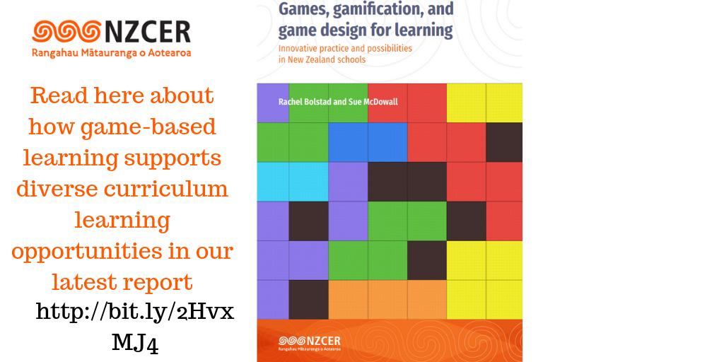 NZCER's tweet photo. Read here about how game-based learning supports diverse curriculum learning opportunities in our latest report "Games, gamification, and game design for learning: Innovative practice and possibilities in New Zealand schools" https://t.co/wtqS00USb3 https://t.co/oCkteQq17I