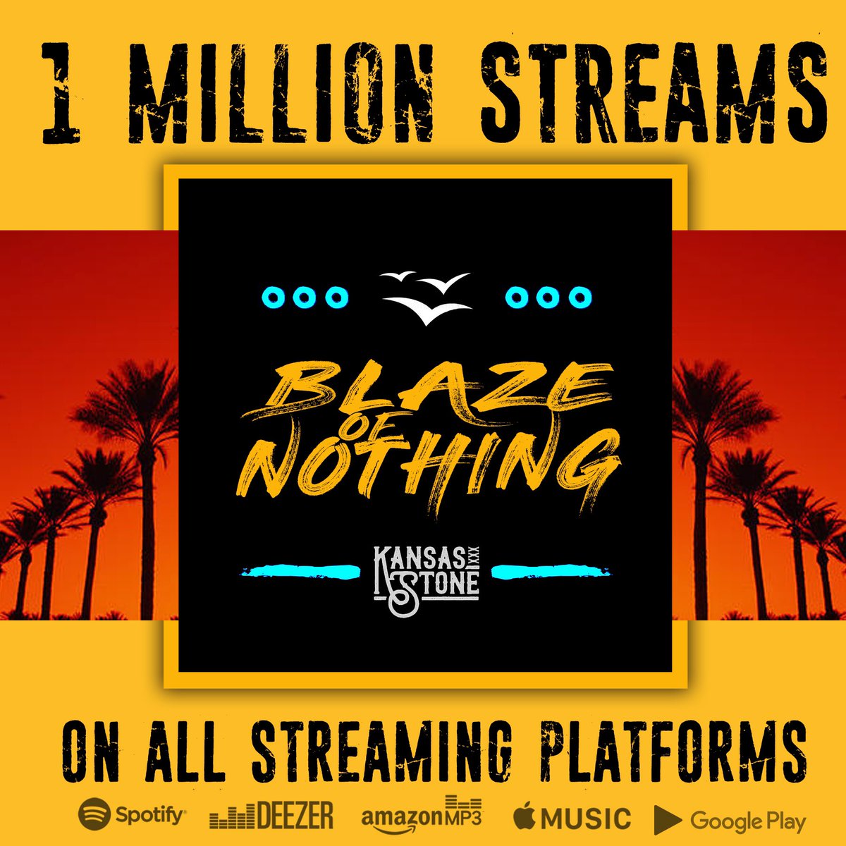 Wow.. over 1,000,000 streams. A huge thank you to everyone that streamed, listened and added our song “blaze of nothing”.. completely blown away, thank you thank you thank you! Keep streaming and listening - KS  Spotify Apple Music AmazonMusic GooglePlay Deezer #kansasstone