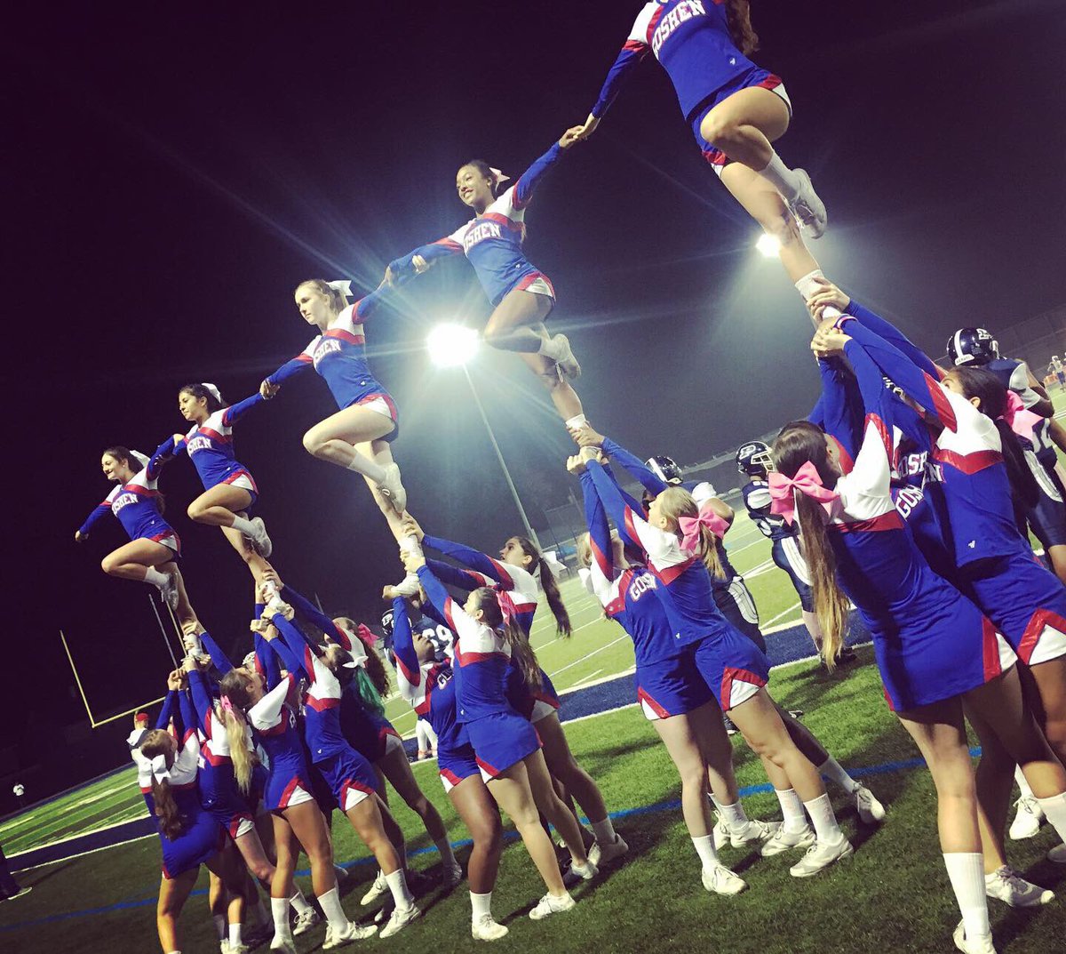 CheerGoshen's tweet photo. Who wants to be cheering under the lights with us this year? It is almost football 🏈 season!!! Tryouts are June 3rd at CJH! If you are interested, fill out the google form on our page! Please message us with any questions! #throwbacktofridaynightlights https://t.co/wHkGQAWhST