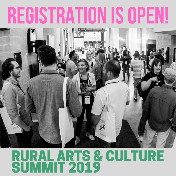racsummit's tweet photo. 🎉Registration now open for 2019 Rural Arts & Culture Summit!
This year's #RACSummit will be taking place Oct. 3-5, 2019 at @ReifCenter in #GrandRapidsMN. Tix available on a sliding scale ranging $85 - $300.
➡️Register here: https://t.co/4OoS6kDs74
#RuralGen #ArtPlaceSummit https://t.co/JzUjDf6ap5