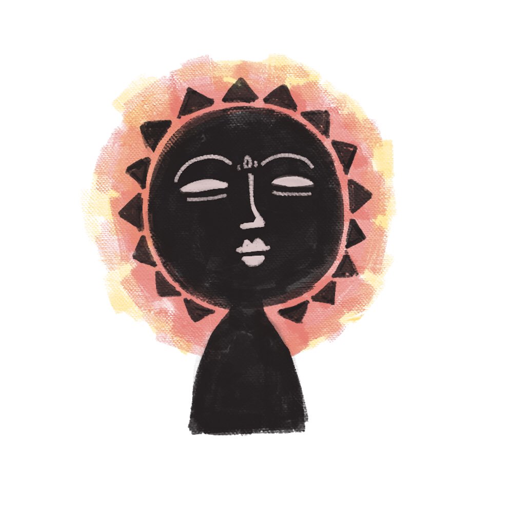 記事のために自画像を描いたので新しくTwitterのアイコンにしました。自画像は趣味で購入したアフリカのお面がモチーフです。 
