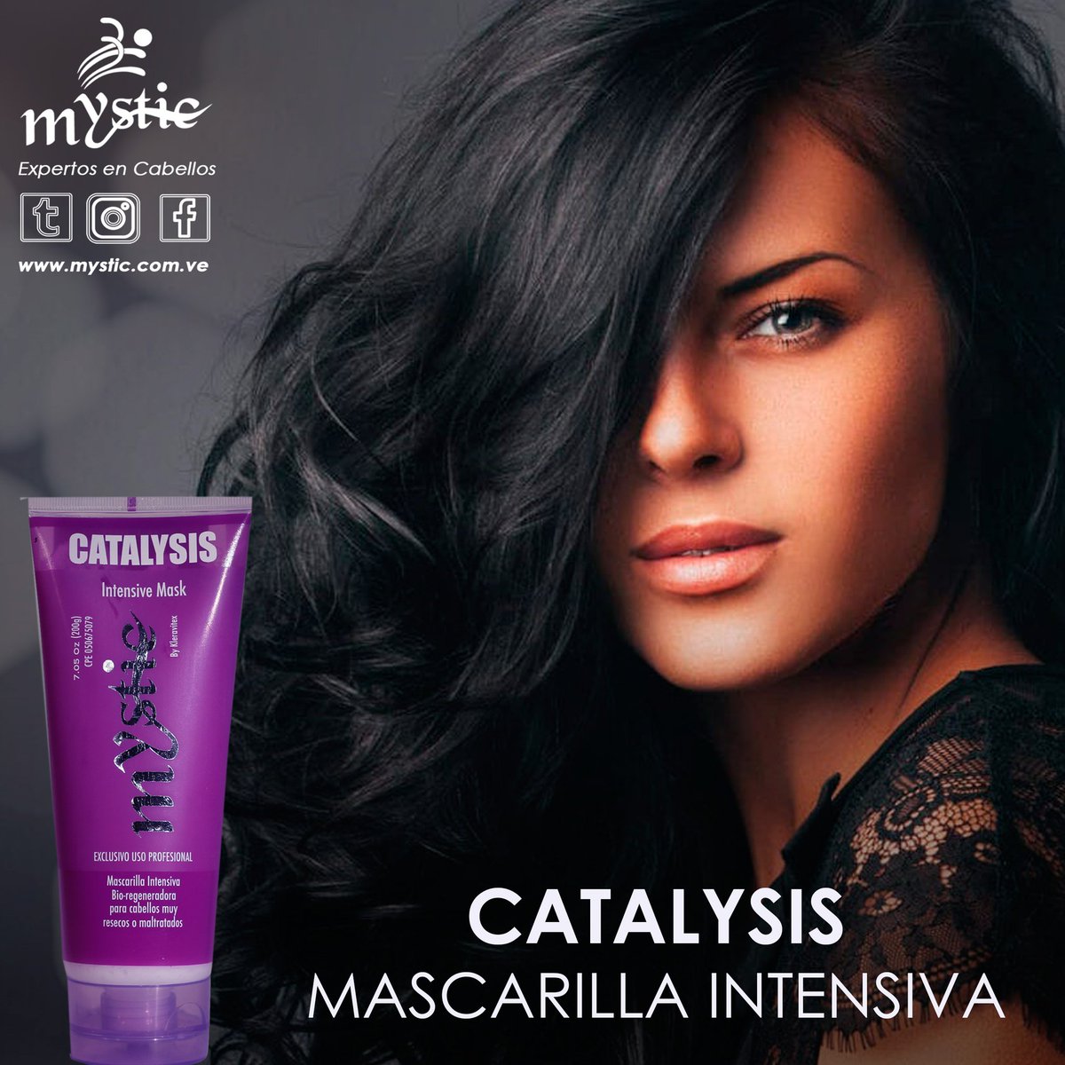 MysticVzla's tweet photo. Para cabellos muy resecos, creamos la mascarilla CATALYSIS, lo último en tecnología capilar. Compuesta a base de ADN Vegetal, penetra profundamente para nutrir y reestructurar el cabello, estimulando la regeneración celular.
#Mystic #MysticCollection #Catalysis #IntensiveMask https://t.co/m2yLXkvJ54