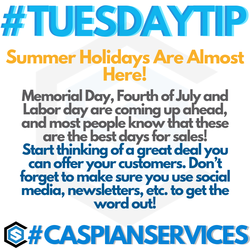 CaspianServices's tweet image. Have you started planning your sales yet? What are you waiting for? Need a few tips? Check these out: caspianservices.net/5-ideas-kick-o…

 #TuesdayTips  #SummerMarketing #MarketingTips #OnTheBlog #themoreyouknow #readers #businessgoals #likeaboss #ontheblogtoday