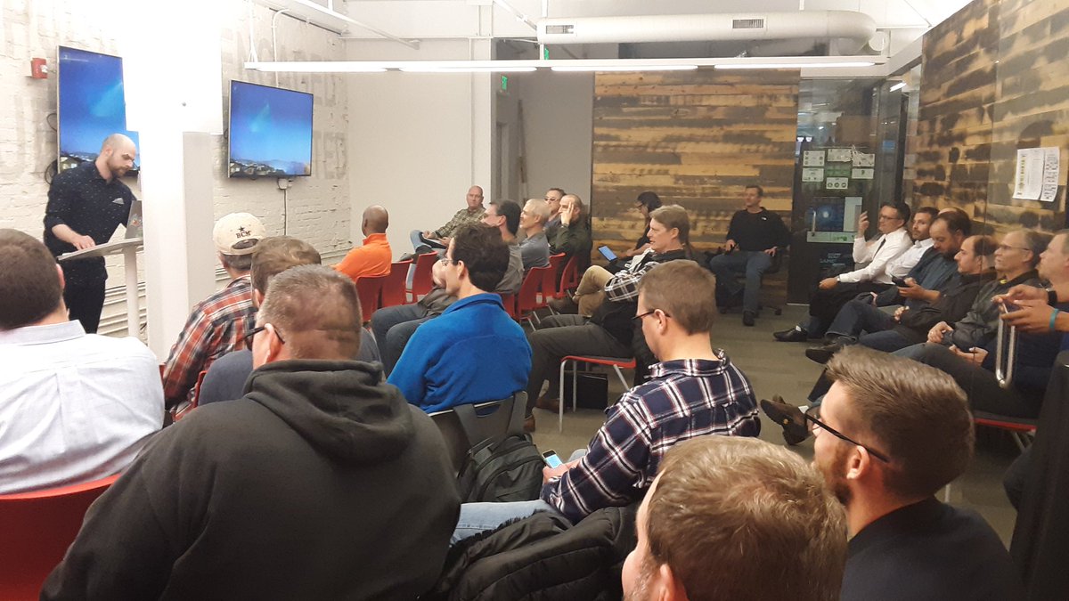 DarioMontelongo's tweet photo. Another packed house for the May Colorado Cloud Security Alliance meetup. Thanks #Fishtech #Secureset #CherryCricket and #CSAMembers https://t.co/t9g64ueooK