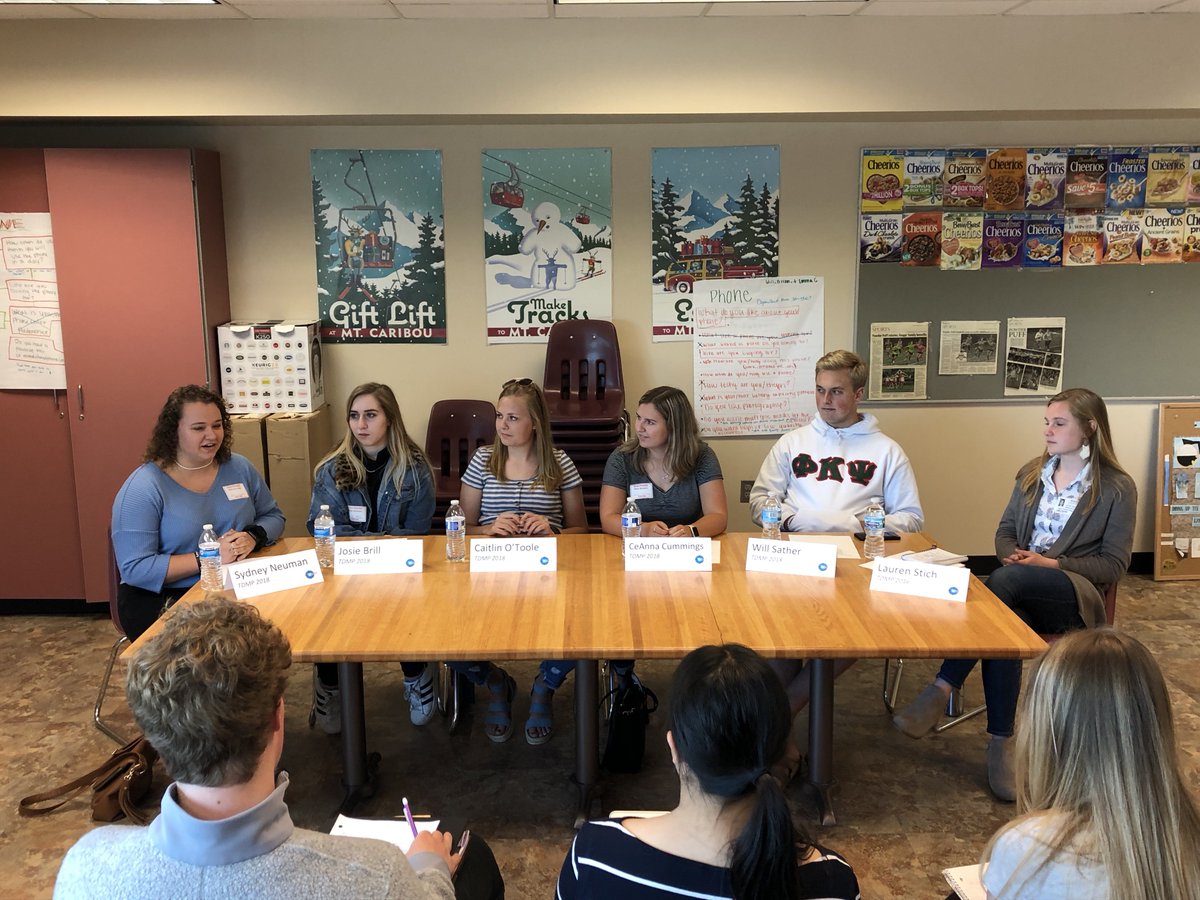 TDMP alumni panel sharing their college experiences with current TDMP juniors &amp; seniors so they are better prepared to be successful after EPHS.  Such great learning!  #RequiredForLife <a href="/EPHS_Business/">EPHS Bus/Mktg Dept.</a>