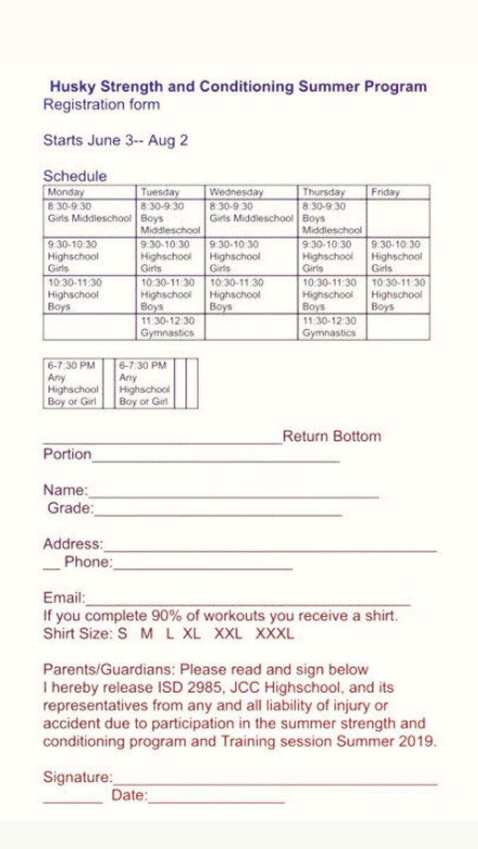 Husky strength and conditioning full registration form. #signup