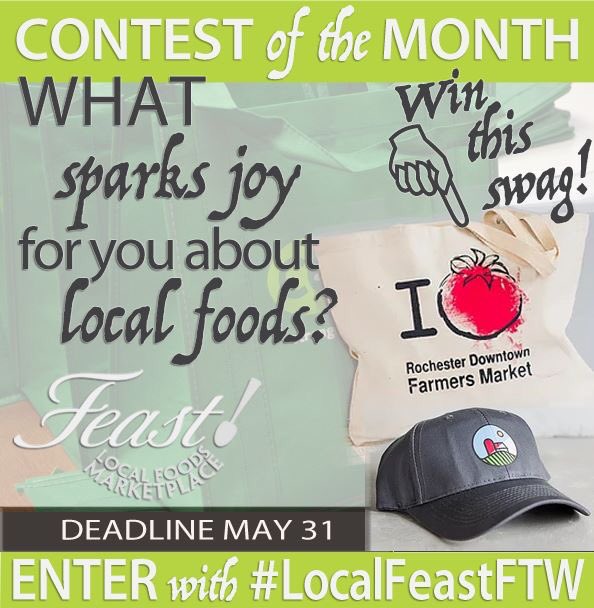 Local_Feast's tweet photo. From the May #LocalFeastSCOOP
CONTEST TIME!
What SPARKS JOY for you about local foods?
To enter, reply using #LocalFeastFTW (as in, For The Win!)
For a 2nd entry, retweet!
Winner gets this awesome swag from @rochfarmmkt
Learn more: https://t.co/RNdLNZWQAc https://t.co/S0dXtfmz7F