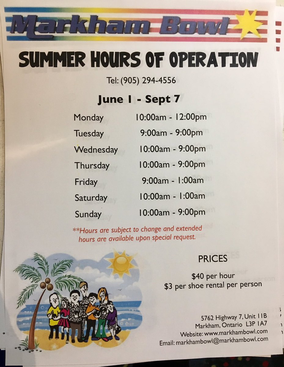 Check out our summer hours and come visit us this summer for some fun with family and friends!! #bowling