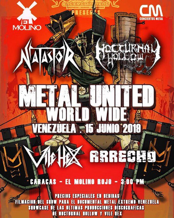 coritoj's tweet photo. Metal que se viene #MetalUnited en #Caracas #vilehex @arrechoband #nocturnalhollow #natastor pura crema de #rock y #metalvenezolano #Venezuela https://t.co/DdQileiCKz