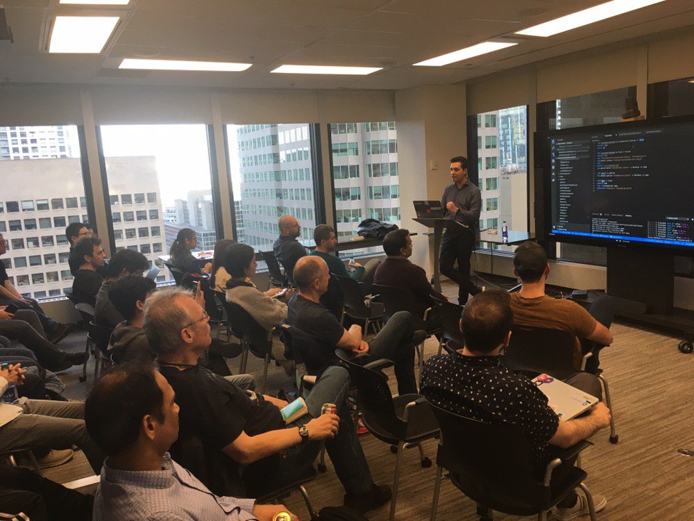 Was honored to present at <a href="/TorontoDotnetUG/">Toronto .NET Meetup</a> a session on #containers and their deployment to #azure using #Docker hub and #AzureDevOps #microsoft #DevTO