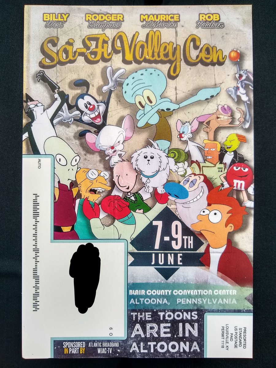 Just received this in the mail yesterday. 😃😄 Can't wait to attend #SciFiValleyCon next month and see @DavidHaydnJones , @adamfergus , @MarkRPellegrino , @yakkopinky , @MAURICELAMARCHE , #SethGilliam , #RodgerBumpass , and #BillyWest . 💜💙 @SciFiValleyCon