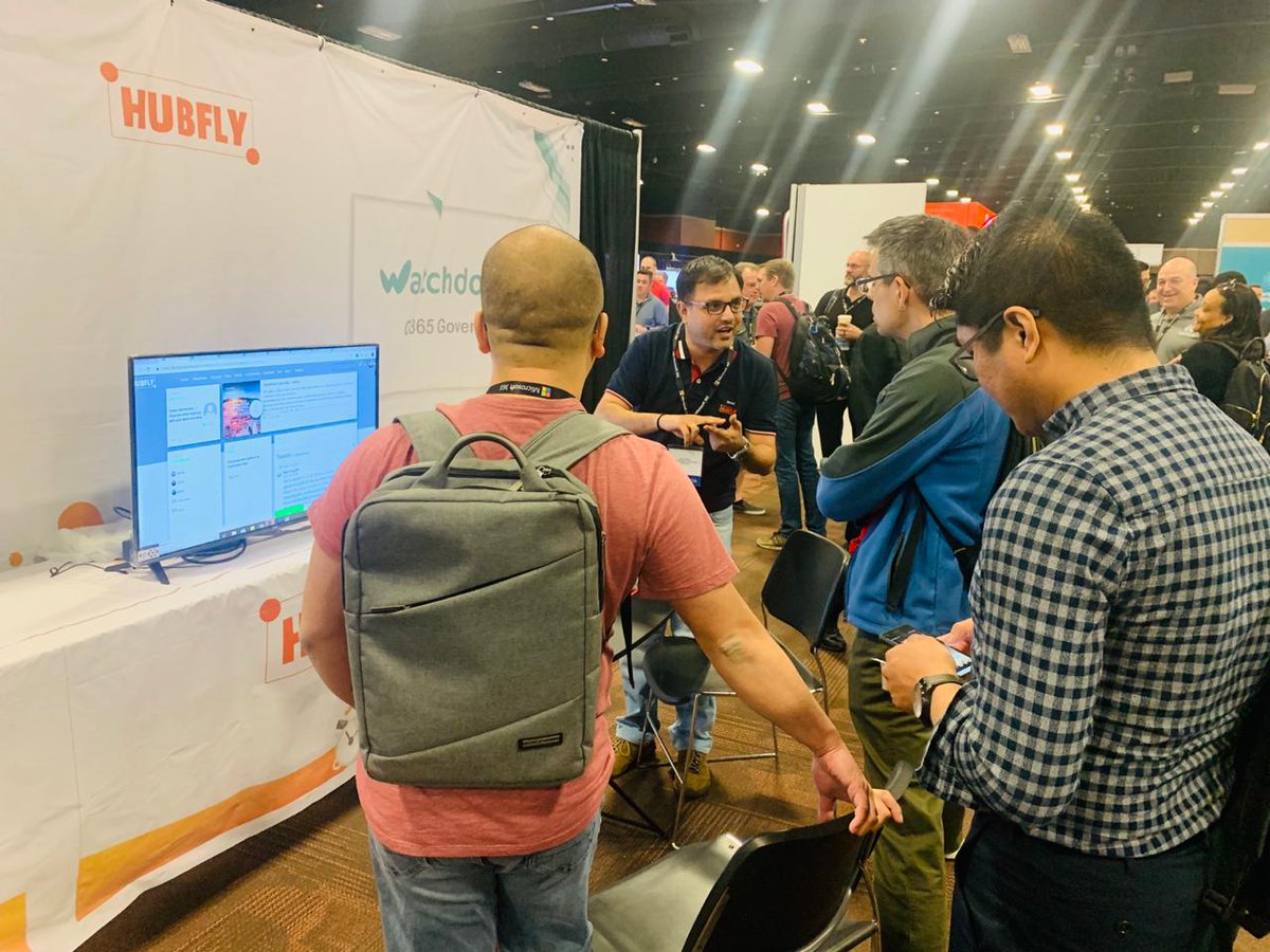 WeAreHubfly's tweet photo. People checking out the @WeAreHubfly Intranet explainer video at booth #413 at the SharePoint Conference 2019 and @kunaljvalecha amidst them.
@SPConf #Hubfly #Hubflysparrow #Hubflyintranet #watchdog365 #spc19 #SharePointConference #Intranet #Intranetsoftware https://t.co/2ORR3Flm1V