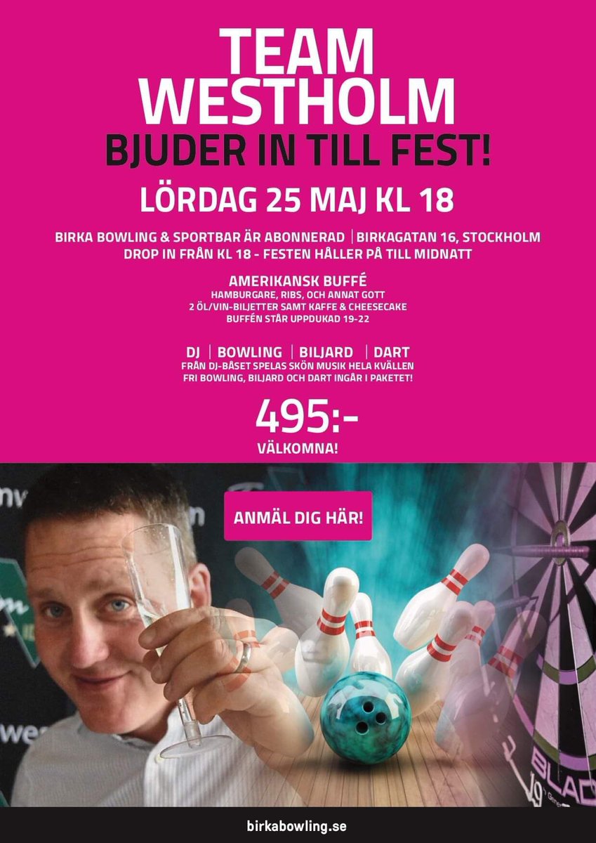 Elitloppshelgen närmar sig med stormsteg! Du har väl inte missat att anmäla dig till lördagens fest på Birka bowling och sportbar? birka.attendance2.com/westholm