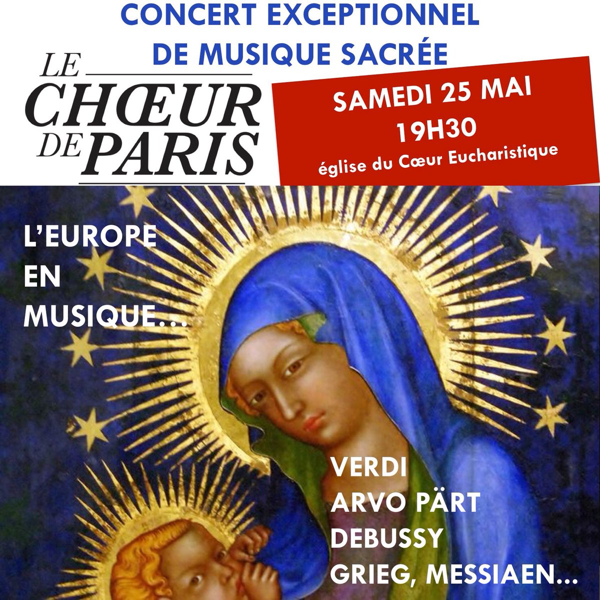 PatroduCoeur's tweet photo. Samedi soir 19h30 Concert de musique sacrée du CHOEUR DE PARIS @choeur en faveur du @PatroduCoeur dans l’église du @CoeurEuchJesus ENTRÉE ET PARTICIPATION LIBRES et apéro dans le jardin à l’issue ! https://t.co/mdtppjdKfB