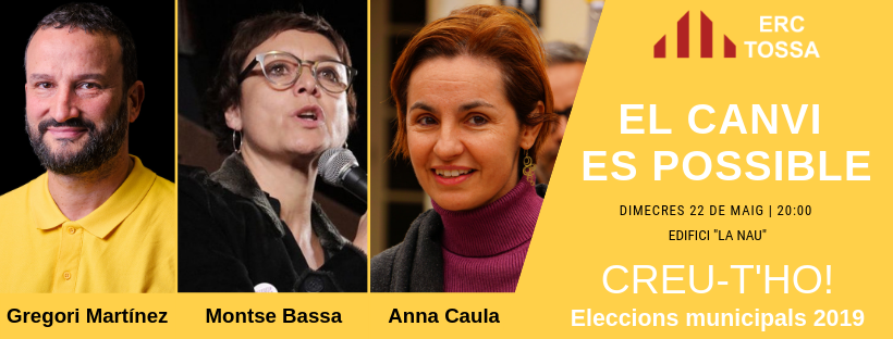 erctossa's tweet photo. El canvi ja és aquí! Comencem a rebre'l ja, demà, dimecres a les 20:00. T'ho perdràs?
Acte central de campanya. L'imprescindible canvi a Tossa, depén de VOTAR Esquerra republicana de Catalunya, en Gregori i el seu equip. T'hi esperem!!
Creu-t'ho! #tossademar #tossa https://t.co/MTFAJlgRZX