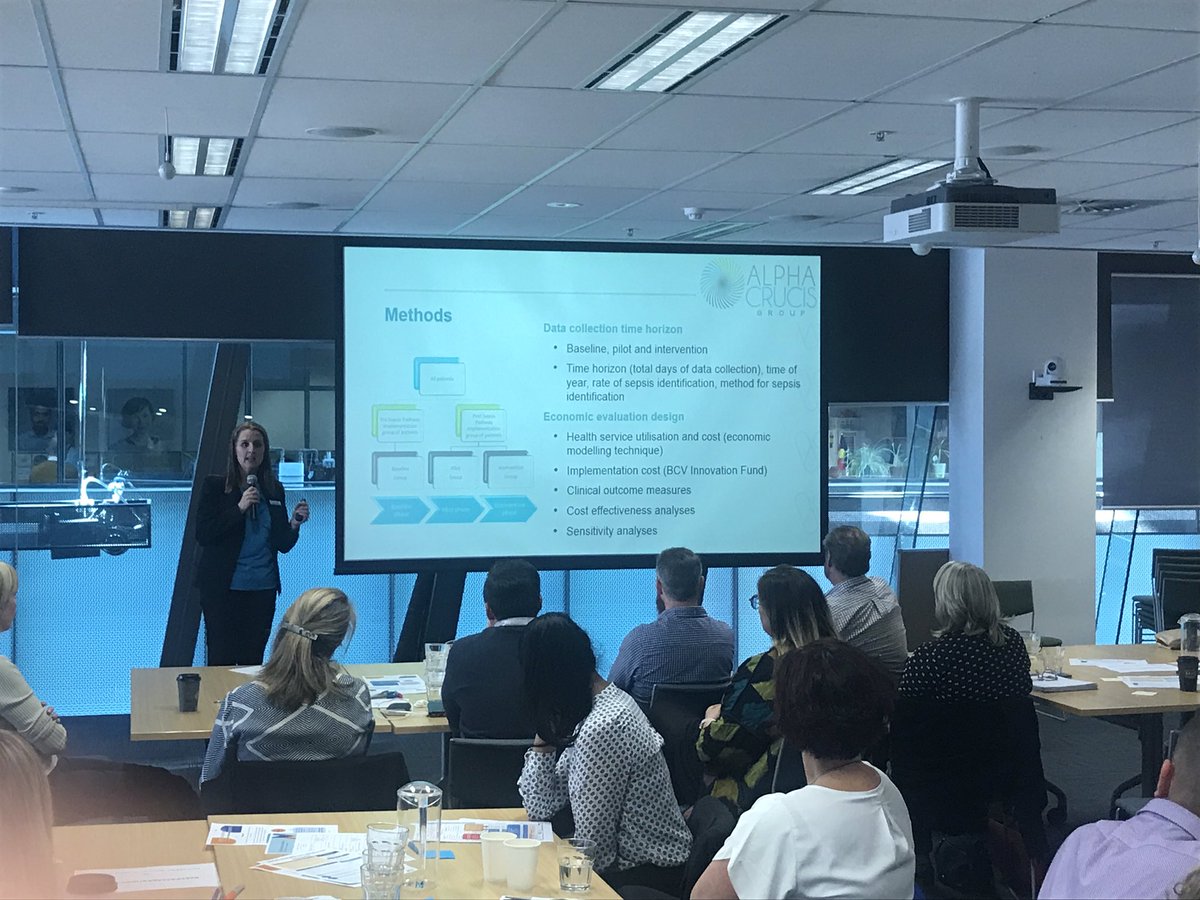 A whole project health economic evaluation was undertaken for #ThinkSepsisActFast Scaling Collaboration. Each health service also receives a individual report. Excited the <a href="/CrucisAlpha/">Alpha Crucis Group</a> could join the final workshop today to share the results! @BetterCareVic <a href="/SaferCareVic/">Safer Care Victoria</a>