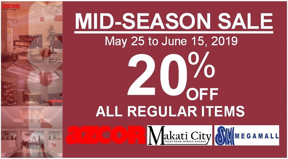 azcorlighting's tweet image. We are jumpstarting the second half of the year with our Mid Season Sale offer of up to 20% off on all regular priced lighting fixtures. Visit our Showrooms from May 25 to June 15 to enjoy this exclusive discount. #azcorsale/azcor.com.ph/azcor/