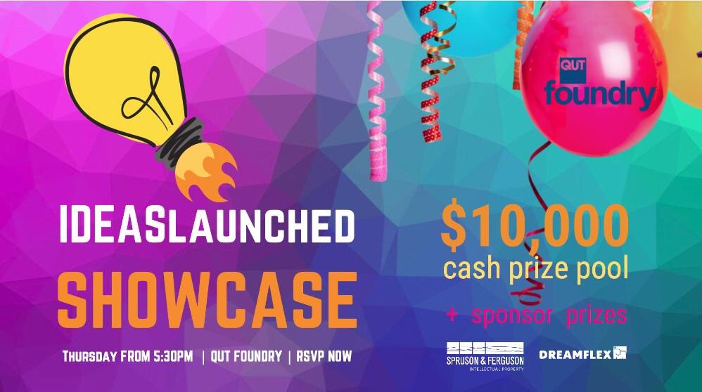 QUTEship's tweet image. THURSDAY EVE = #IDEASlaunched Showcase🙌 &amp;amp; #QUT you&apos;re invited! Celebrate learning &amp;amp; doing #entrepreneurship by our @QUT student &amp;amp; #startup community. Pitch comp w/ $10,000 cash prize pool (+ sponsor prizes inc. @sprusons IP) pitch + community🥳🍻🍕🎟️fun👉 unihub.qut.edu.au/students/event…