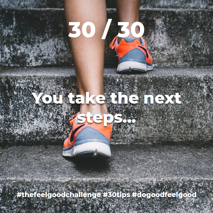 thefeelgoodchal's tweet photo. The next steps are up to you! Maybe you walk to work, or take the stairs for the extra exercise, maybe try to eat more veggies, maybe you spend more time outside? Maybe you use the last 30 days as a guide to a new and greater YOU!
#TheFeelGoodChallenge #30tips #dogoodfeelgoodโ https://t.co/KNjRJXweI1