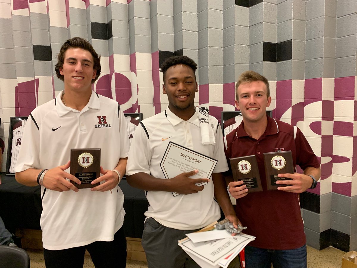 CoachWoods21's tweet photo. Thanks to the Hamilton families and boosters for a great banquet. Also to the Seniors you truly “left the jersey in a better place”.Award winners: MVP -JD McLaughlin MIP &amp;Gamer -Brandon Hill and Tony Valdez Scholarship winner -Tally Wright. 2020 starts tomorrow v Mt View! https://t.co/qcKw8G89Y5