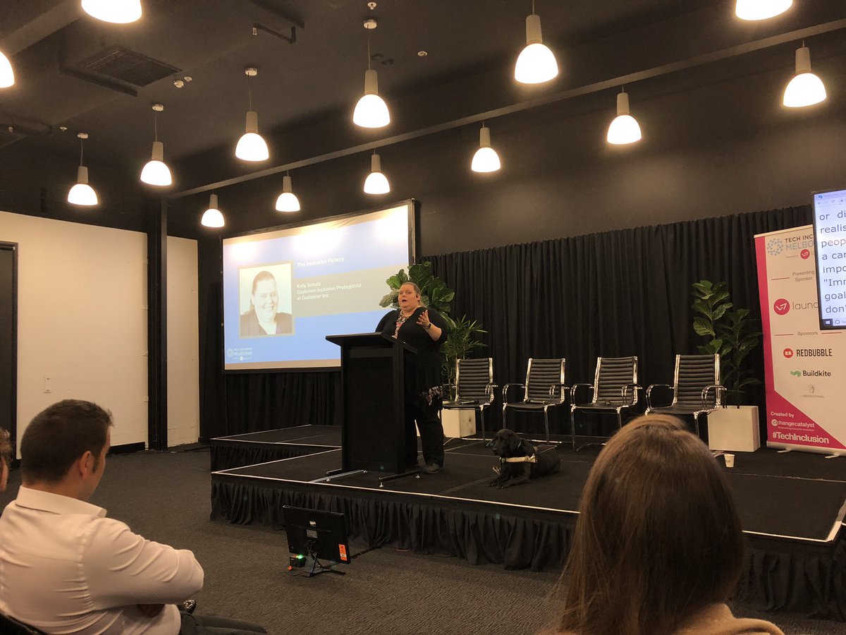 Great list of inclusion fallacies from Kelly Schulz at #TechInclusion in Melbourne:
1: “Talking about inclusion means you get it.”—that’s not enough 
2: “Don’t assume that technology is an improvement and by default, inclusive.”