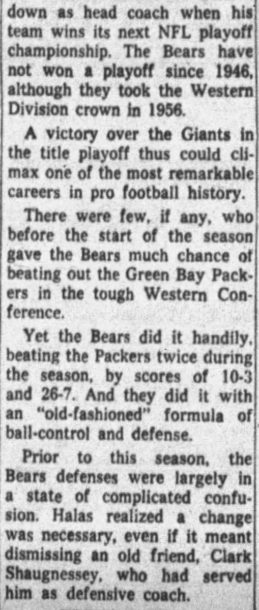 on the hunt for some '63 Bears info and found this  @Daily_Chronicle story on Papa Bear winning  @UPI NFL Coach of the Year.12 days later, his Bears won the '63 championship. @WCGridiron