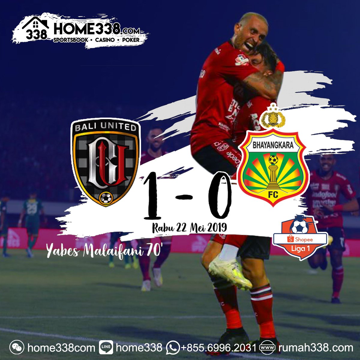 home338com's tweet photo. Hasil Pertandingan Shopee Liga 1 Indonesia
Bali United 1-0 Bhayangkara FC
Bet & Menangkan Tim Favorit Anda di https://t.co/IgPXMrNqAi
Daftarkan Diri Anda & Dapatkan Bonus komisi Sportsbook 0.25%
-https://t.co/ckXM9uOnSR
Atau hubungi Kami di :
-WA: +855 6996 2031
#home338 https://t.co/1Nm0oUfSls