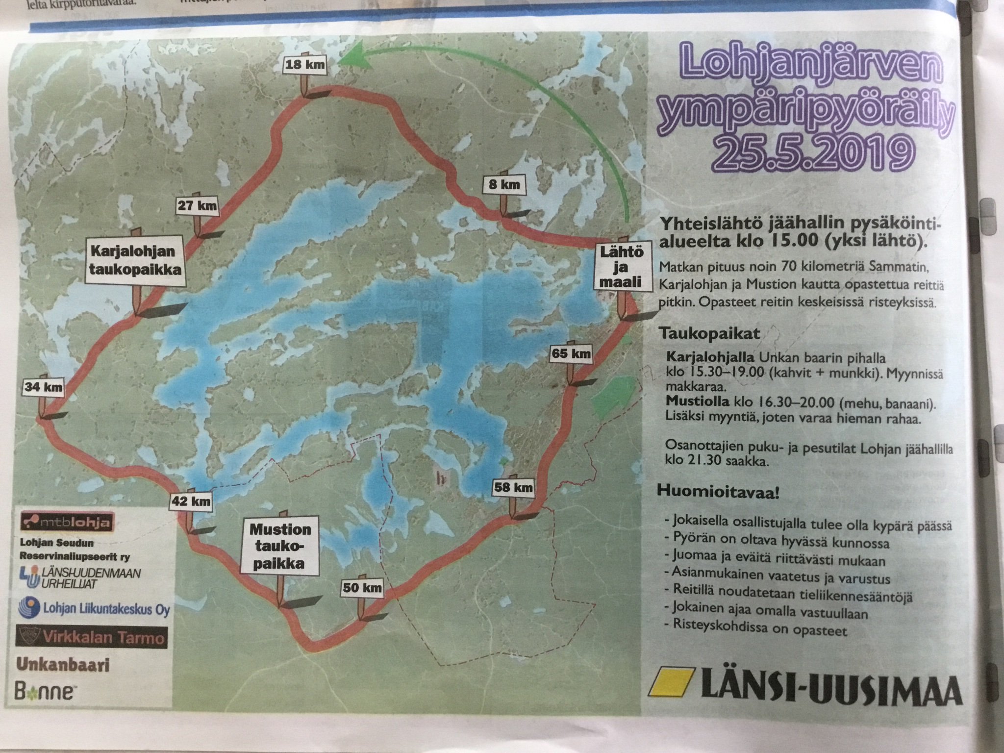 lohjanjärven ympäripyöräily kartta Lohjan Kaupunki On Twitter Lohjanjarven Ymparipyoraily 25 5 2019 Yhteislahto Jaahallin Pysakointialueelta Klo 15 Yksi Lahto Matkan Pituus 70 Kilometria Taukopaikat Karjalohjalla Ja Mustiolla Tervetuloa Runsain Joukoin Mukaan Lohja lohjanjärven ympäripyöräily kartta