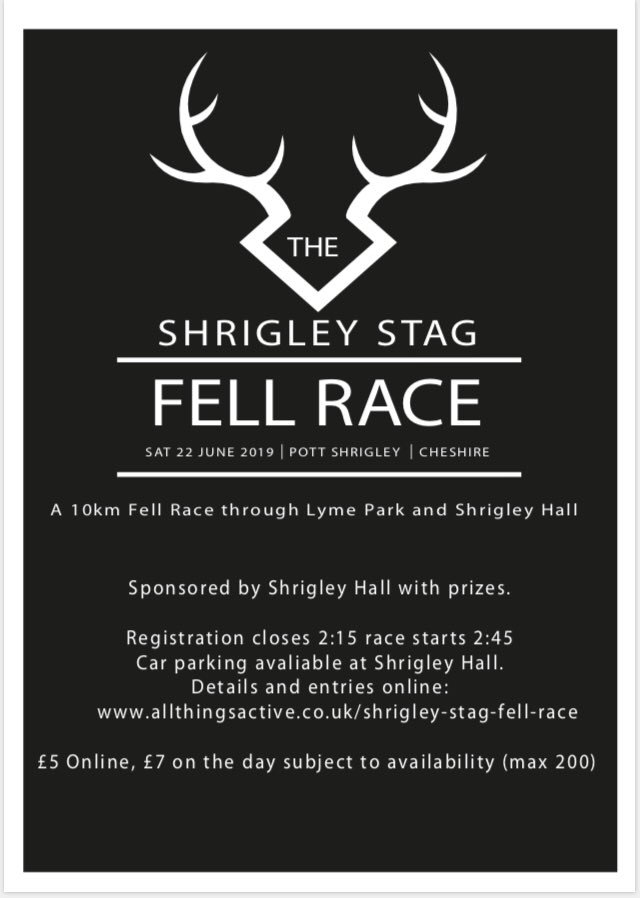Come and try our new Fell Race in June. 10km, 280m. Great prizes, sponsored by @Shrigley_Hall with free parking @NRC_run @lymmrunners @RunHelsby @WidnesRC @Liverpool_RC @kirkbymilers @SwintonRC @TheRunningBug @vprc_warrington @SpectrumRc
