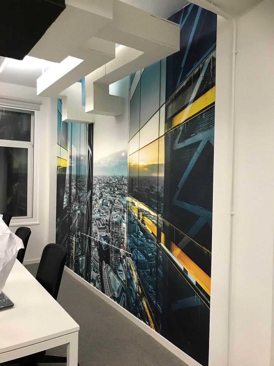 Perfect for the Commercial Interior! Here's some recently installed Digitally Printed Wallpaper at our client offices Talon Outdoor in Central London. #digitalwallpaper #OOH