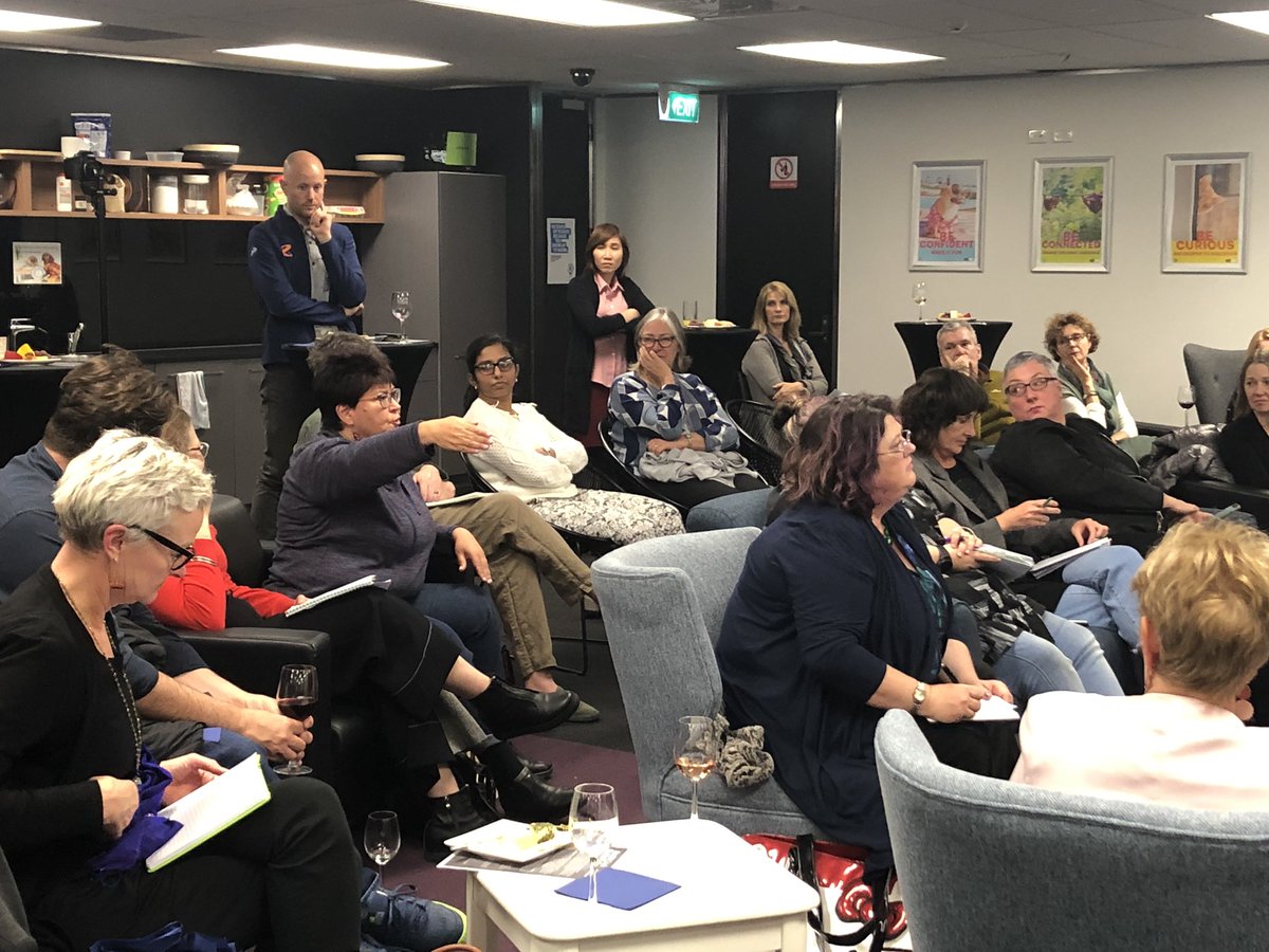 Taking questions from the audience: