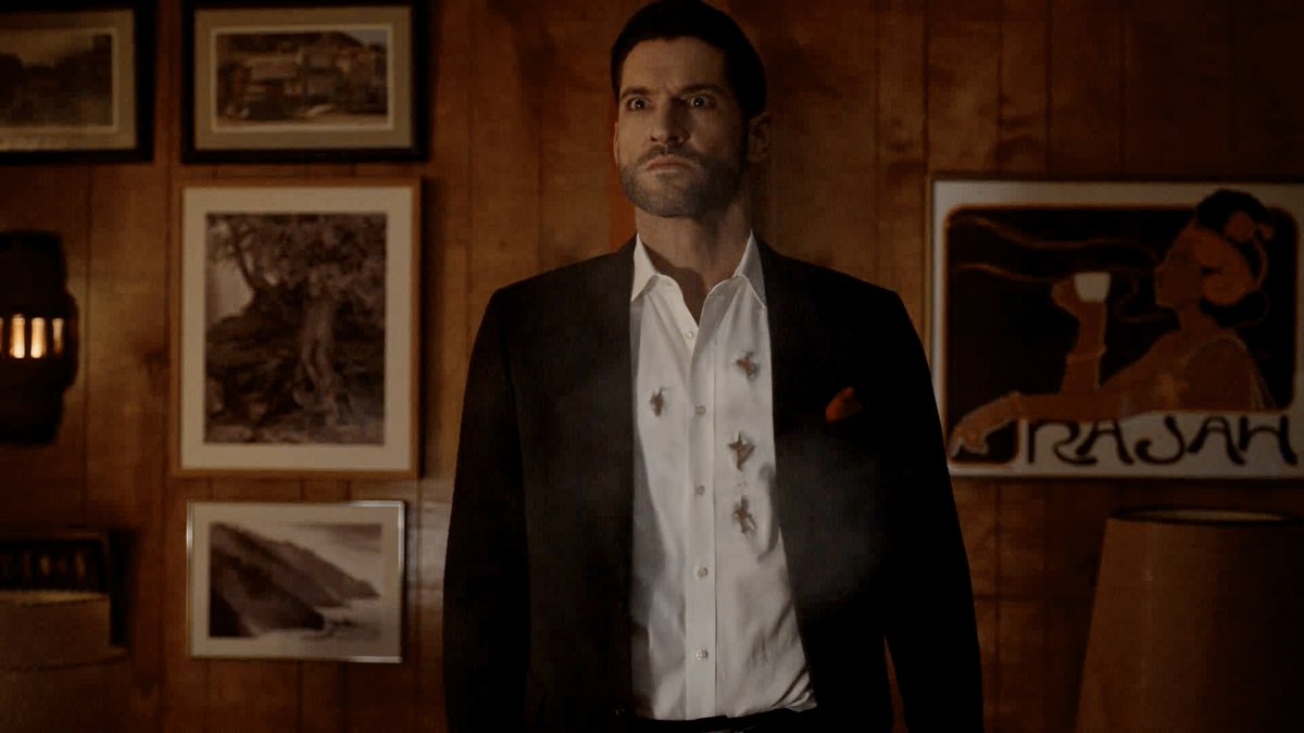 ohmymorningstar's tweet photo. A moment of silence for every suit and shirt that didn't make it through season 4. #lucifer https://t.co/uZmRb4HVFX