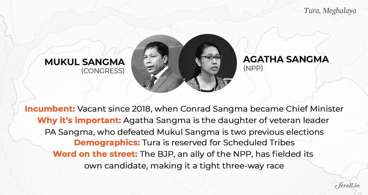 scroll_in's tweet photo. #KeyFights: In Tura, Congress’ Mukul Sangma hopeful as Agatha Sangma labours under father’s shadow https://t.co/wA8VMHLLG8
#ElectionsWithScroll https://t.co/WhhHTAQmyQ