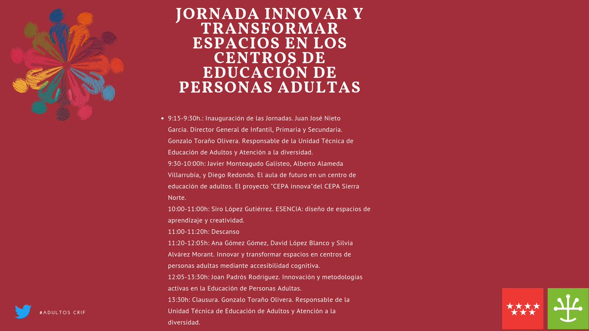 msgraciani's tweet photo. A punto de comenzar la jornada Innovar y transformar espacios en los centros de educación de personas adultas https://t.co/PoGa3TeHw1 en @CRIFAcacias #AdultosCRIF #RedFormaciónMadrid #CEPA https://t.co/841QdcFQno