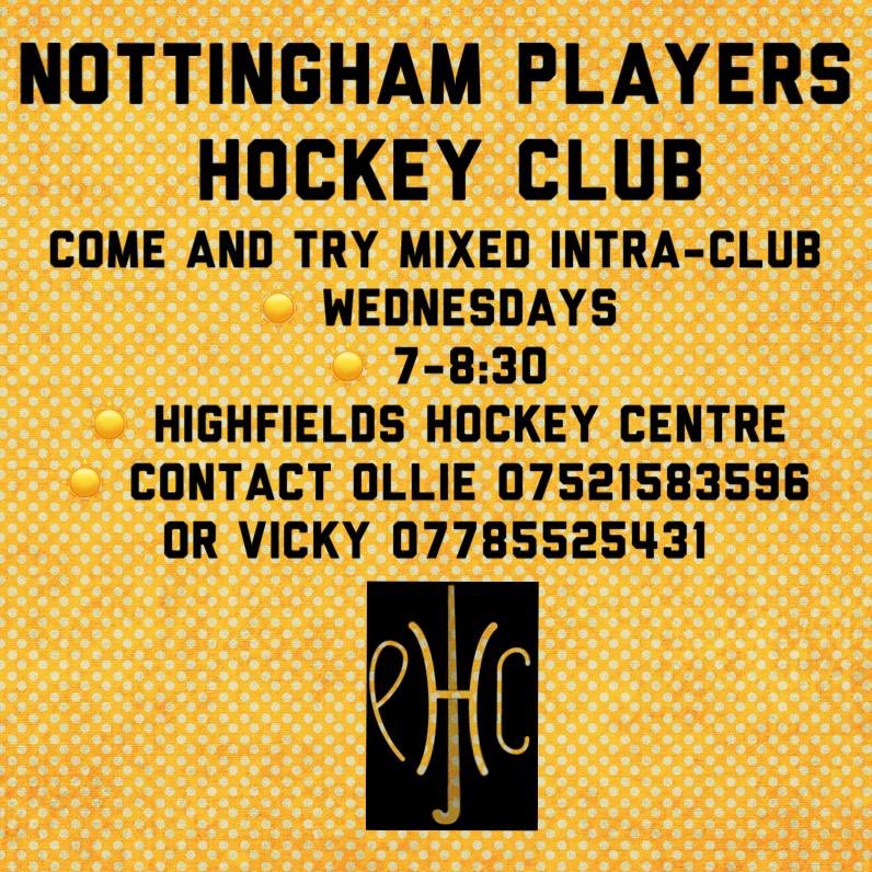 We are keen for new players to come and join us and get involved. It’s on tonight <a href="/HockeyNotts/">Nott'm Hockey Centre</a> <a href="/Nottmhockey/">Nottingham Hockey Club</a>