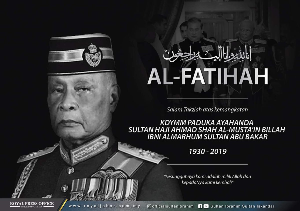 Salam takziah Paduka Ayahanda Sultan Ahmad Shah. Alfatihah.
@EnchekAmer