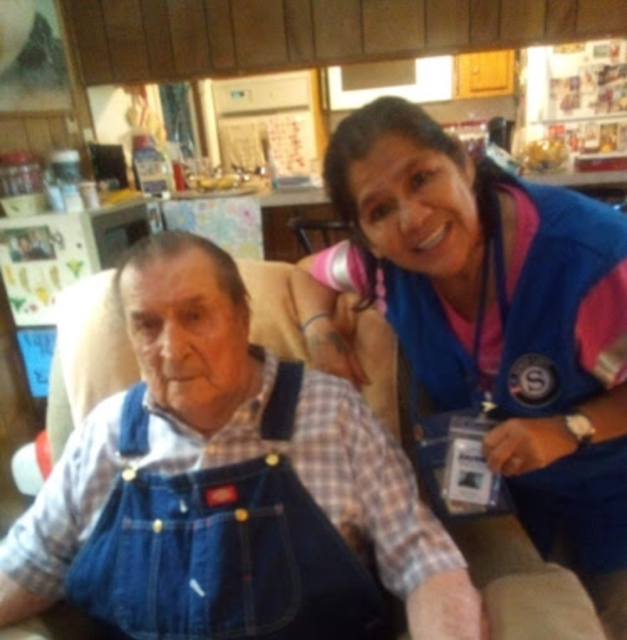 AlamoAreaCOG's tweet photo. Johnnie is 90 years old and his wife needed a companion for him so she could get out go grocery shopping and go to church. Victoria (companion) helps this #veteran #avoidisolation by talking to him and helping him feel more calm. #CNCS #SeniorCorps #nationalservice https://t.co/8A2t8zPKxp