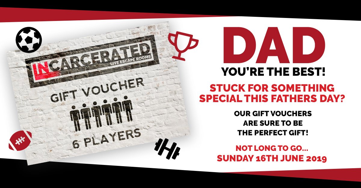 Dads are important to you know, so why not lock yours in a room with you? Give us a call today to purchase the only present dad needs this year #Incarcerated #GiftVoucher #FathersDay #Swindon #EscapeRoom