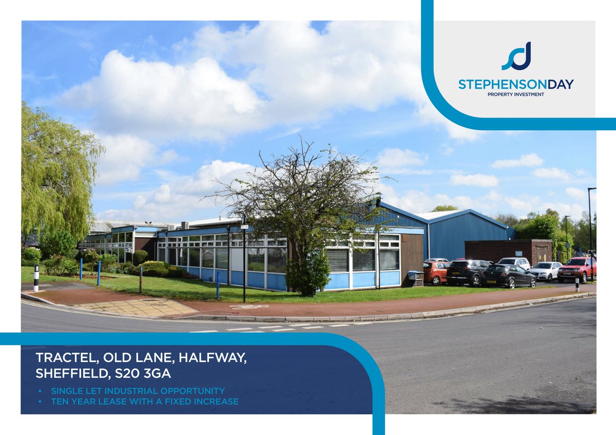 Delighted to market this industrial investment, 10 years straight, refurbished, with a fixed increase, asking £1.3m 8.11% going to 8.35% in Sheffield. #invest Mail me for more ! tom@stephensonday.co.uk