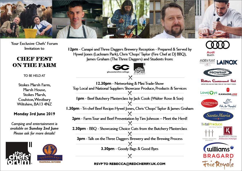 thechefsforum's tweet photo. CHEFS! Get ready for THE cheffy event of the year... #ChefFest on the farm on 3rd June with @walterrose1847 - camping is available the night before with @3daggers beer, music and BBQ! @HywelJonesLP @chefjamesgraham  #RSVP to rebecca@redcherry.uk.com NOW! https://t.co/u8rqQHtyDQ