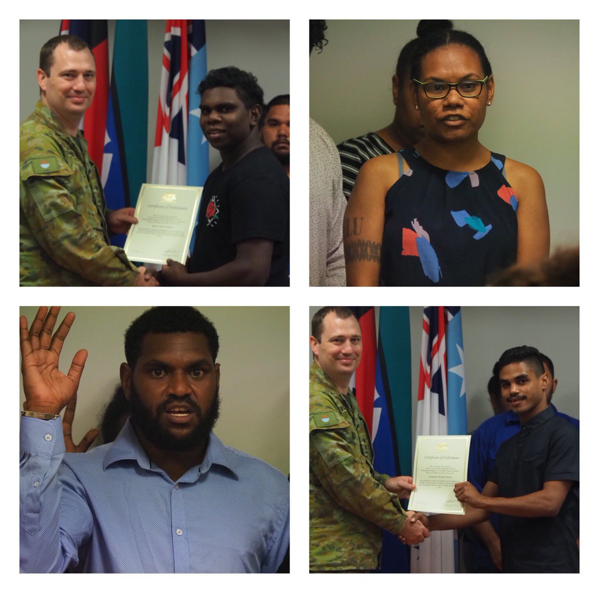 Enlistment ceremony 2/2019 for #51fnqr. Army’s newest recruits  are outstanding examples for their families & communities across the Cape, Gulf and NPA. Look forward to seeking the results of their hard work during the recruit course. #ArmyInMotion #ArmyinCommunity @FORCOMDMedia