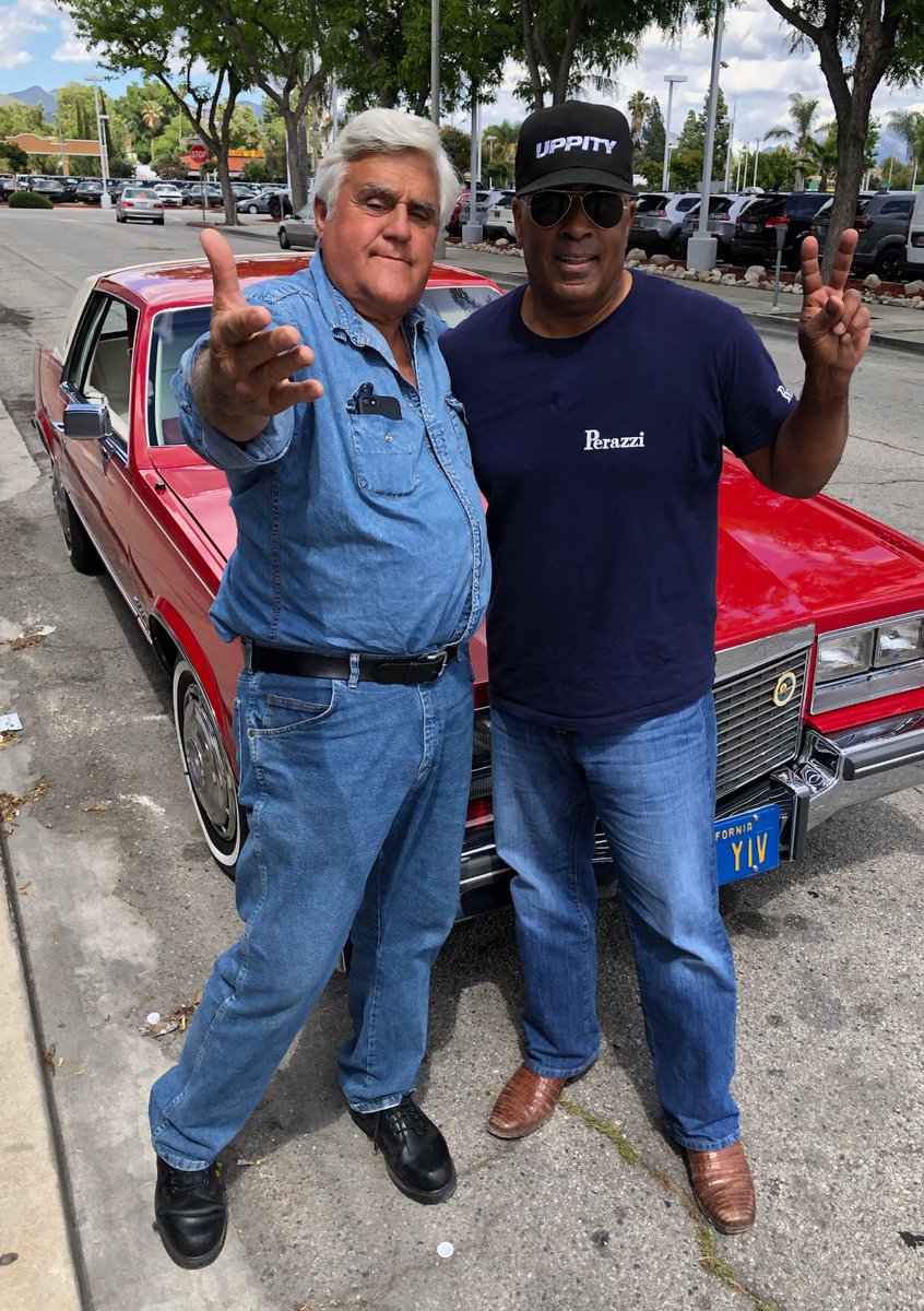 WillyRibbs's tweet photo. Had some fun hanging w/my pal #JayLeno filming an episode of #JayLenosGarage in an old school #Caddy, that’s #Cadillac for those who ain’t hip, &amp; I taught Jay how to shoot #sportingclays! You definitely don’t want to miss us 2 #UPPITY #HDBBMF’s hanging in #LA! Watch it on #CNBC https://t.co/J3YQABkaUq