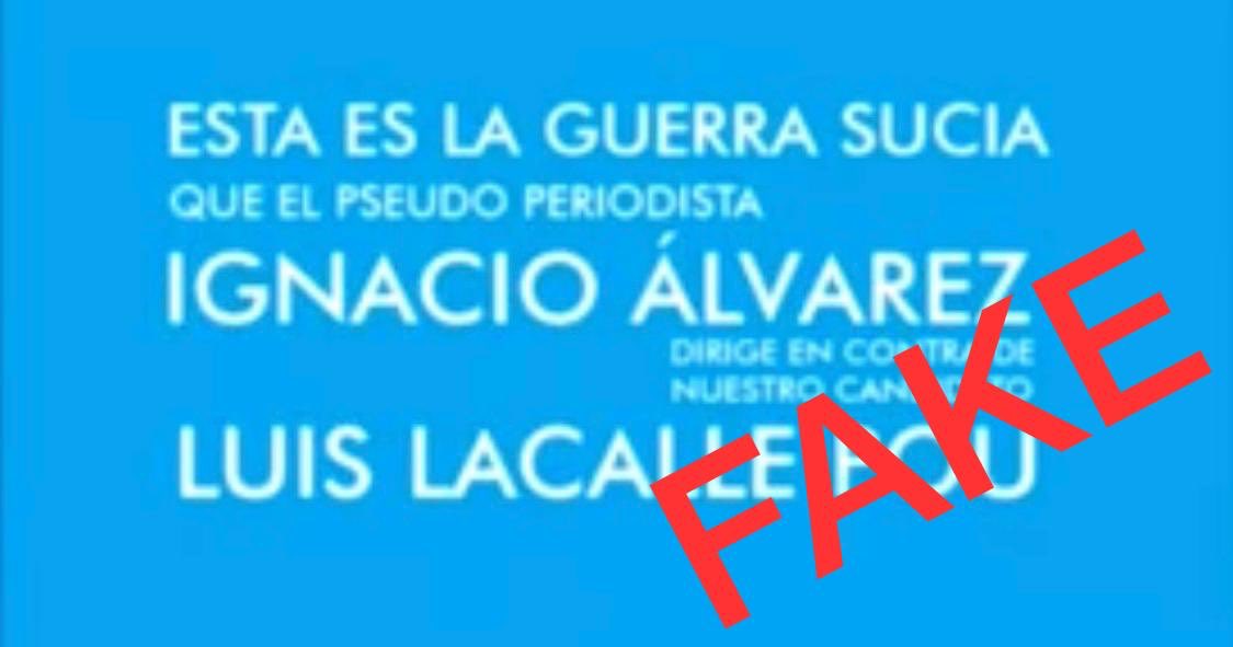 AlvaroDelgadoUy's tweet photo. Está circulando un video falso que involucra a @LuisLacallePou, a Canal 4, al periodista @igalvar71 y a nuestra lista @AireFresco_404. Nada más alejado de la realidad. Por supuesto no es de nuestra autoría. Basta de campañas de enchastre! https://t.co/8ZLRR8BJHY